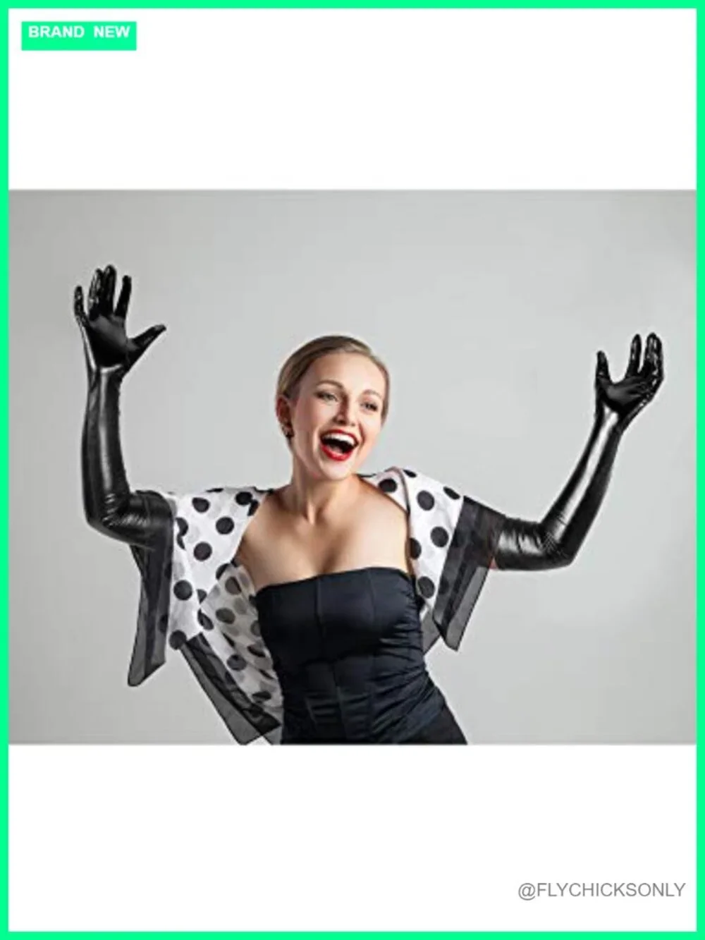 Women's Spandex Shiny Wet Look Long Gloves & Thigh High Stockings